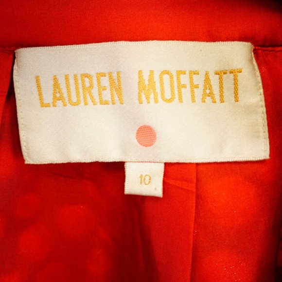 LAUREN MOFFATT Womens Red Gold Mini Skirt 10 MEDIUM High Waist Polka Dot Pleated - Picture 3 of 13